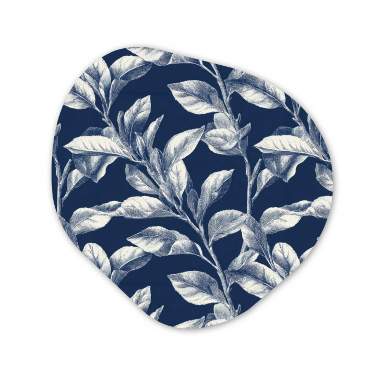 Botanisch - Patroon - Blauw Wandcirkel Organisch Forex 3mm klein 629 -3d