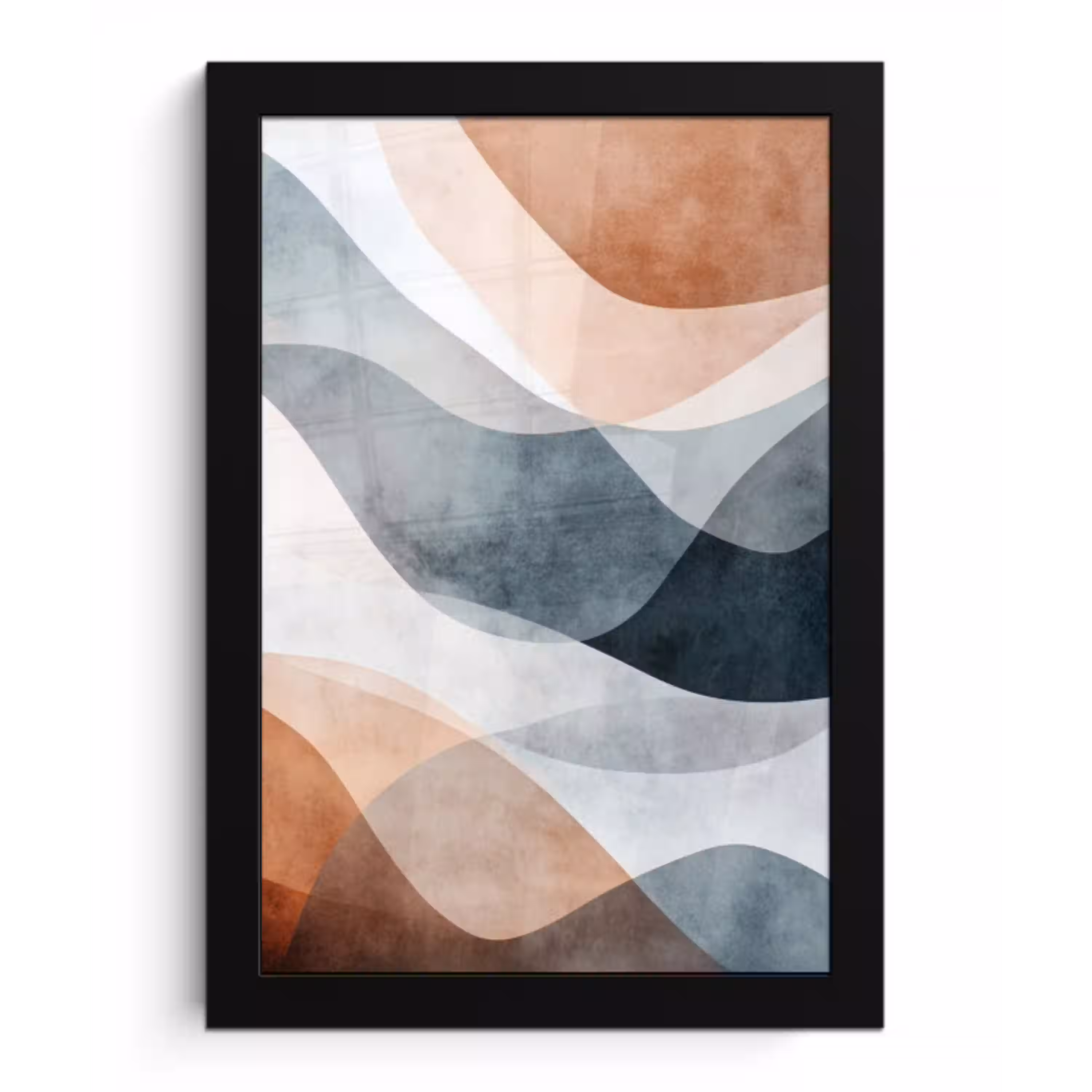 Abstract - Golven - Blauw fotolijst zwart zonder passe partout klein -3d