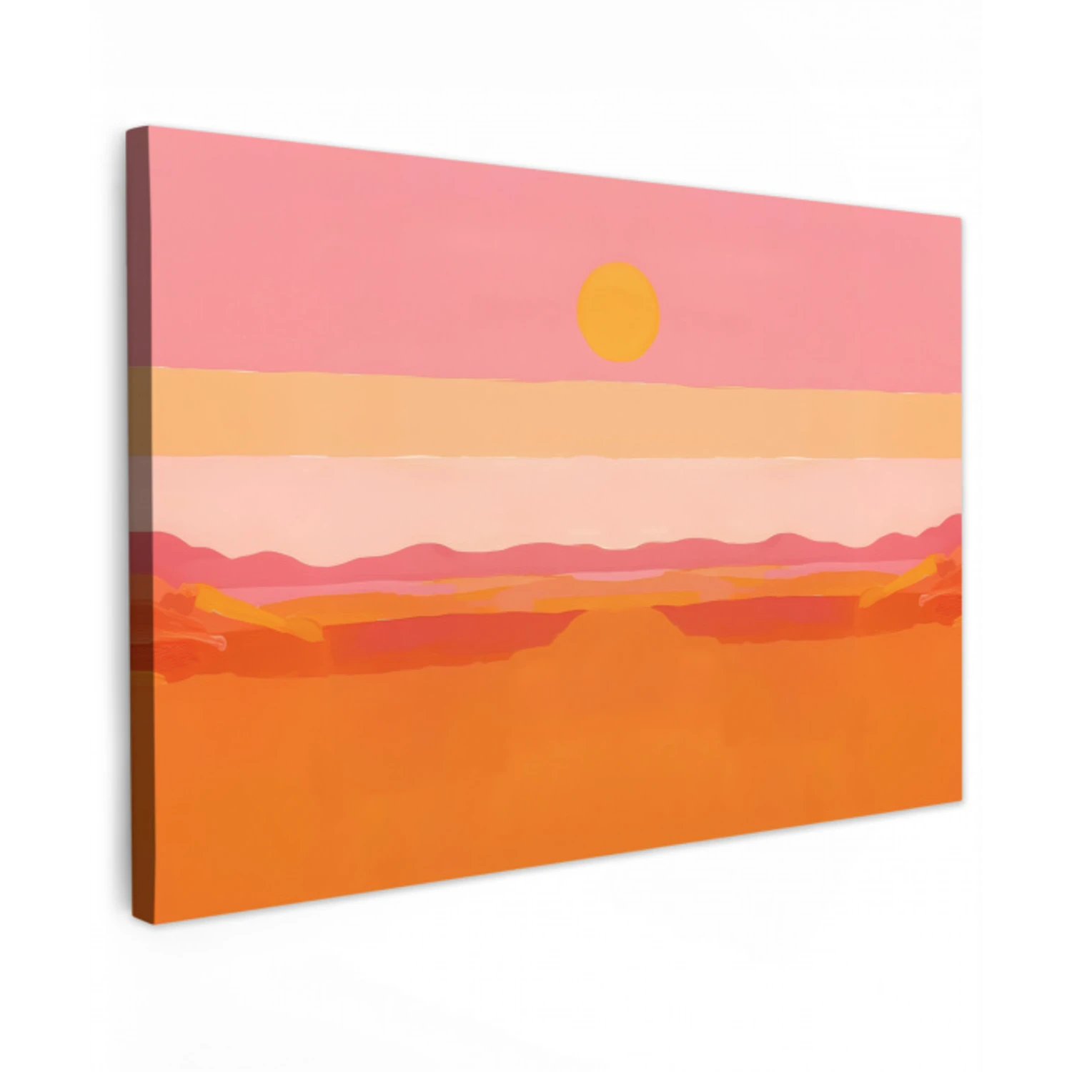 Zon - Abstract - Landschap - Oranje Tuinposter op houten frame 2 cm dik klein -3d