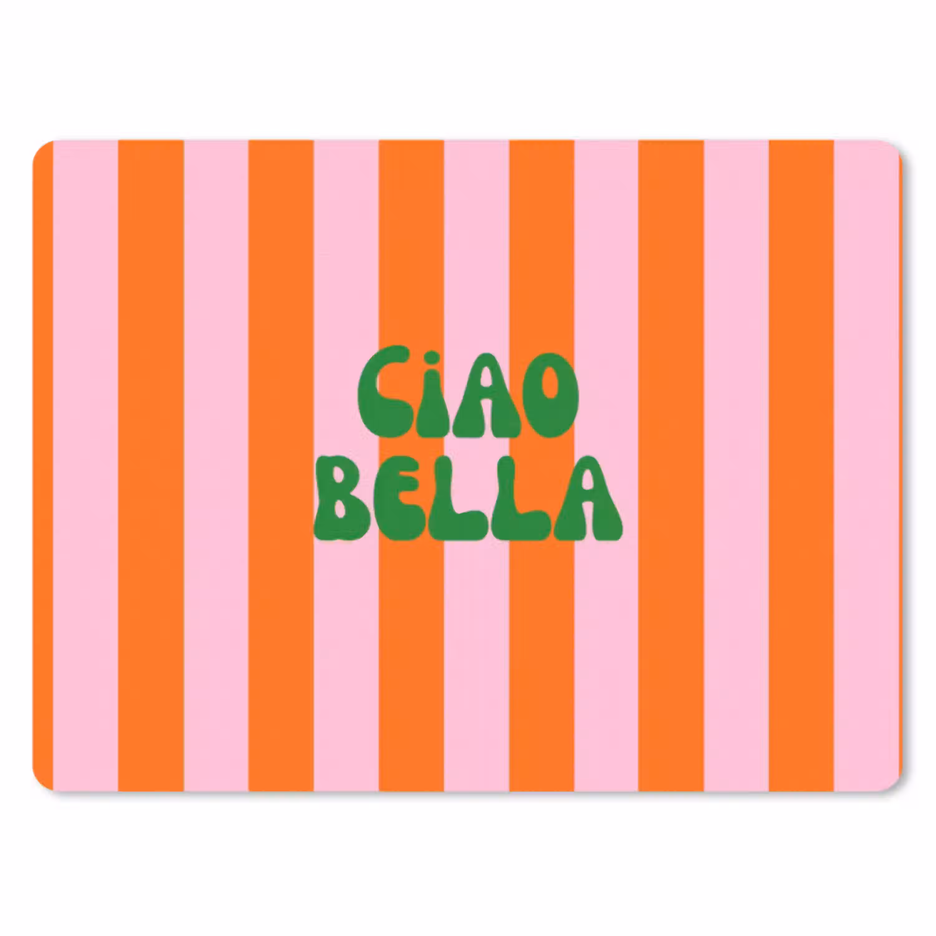 Strepen - Oranje - Verticaal - Ciao bella muismat rubber klein -3d