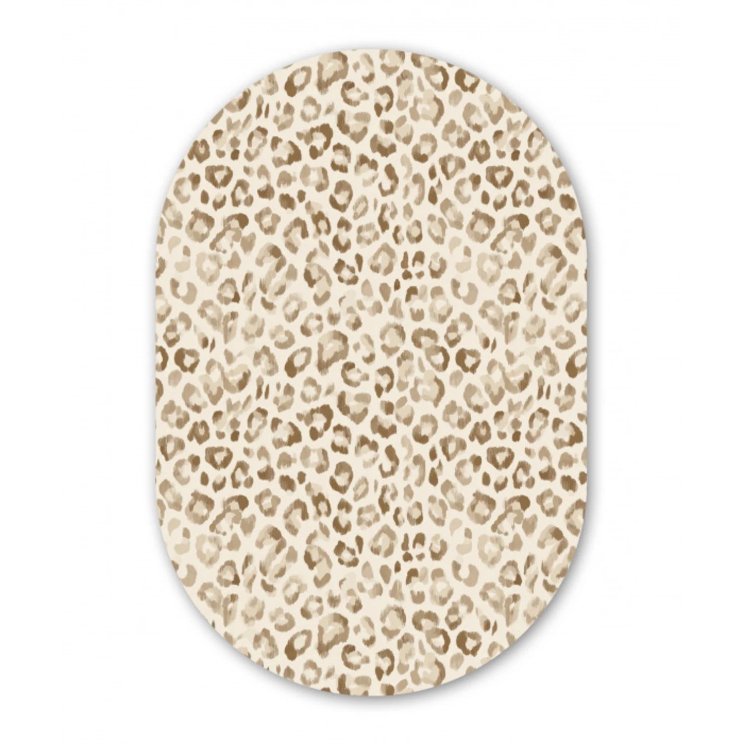 Luipaard - Klassiek - Beige Wandcirkel Ovaal Forex klein 630 -3d