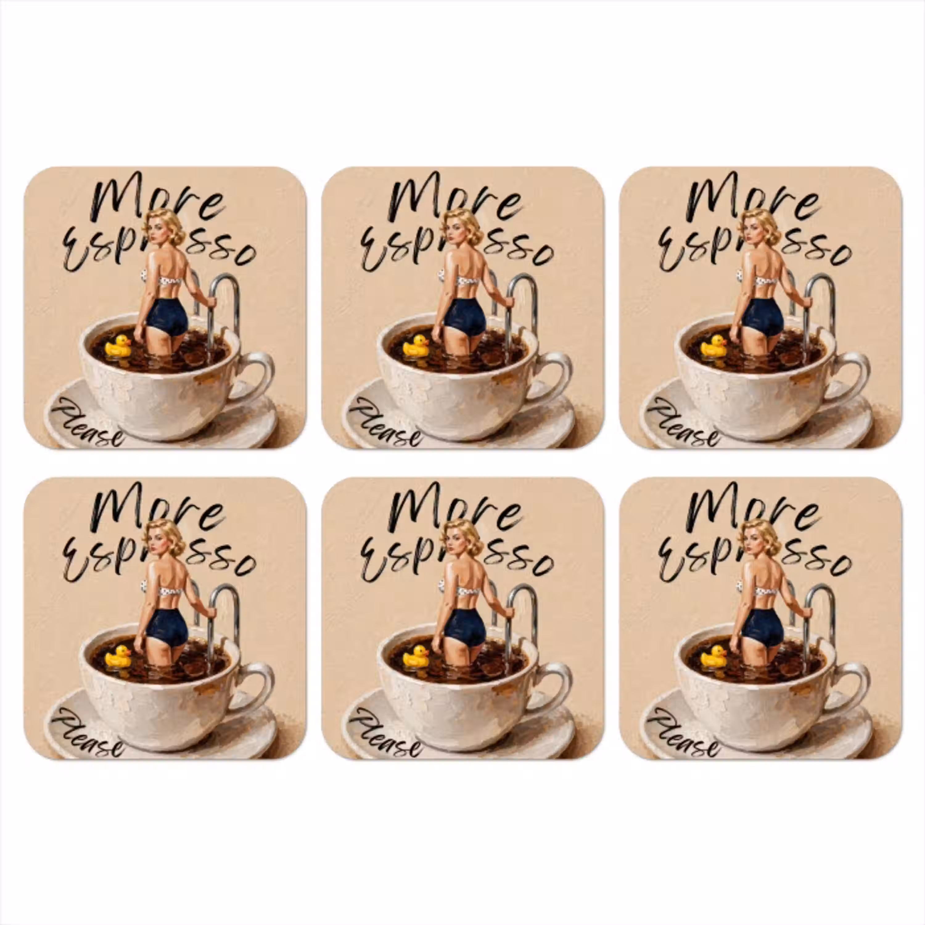 More espresso - Koffie - Eend onderzetter kurk middel -3d