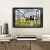 Doorkijk - Koe - Molen - Koeien - Weiland - Gras - Groen plexiglas 5mm klein -sfeer1