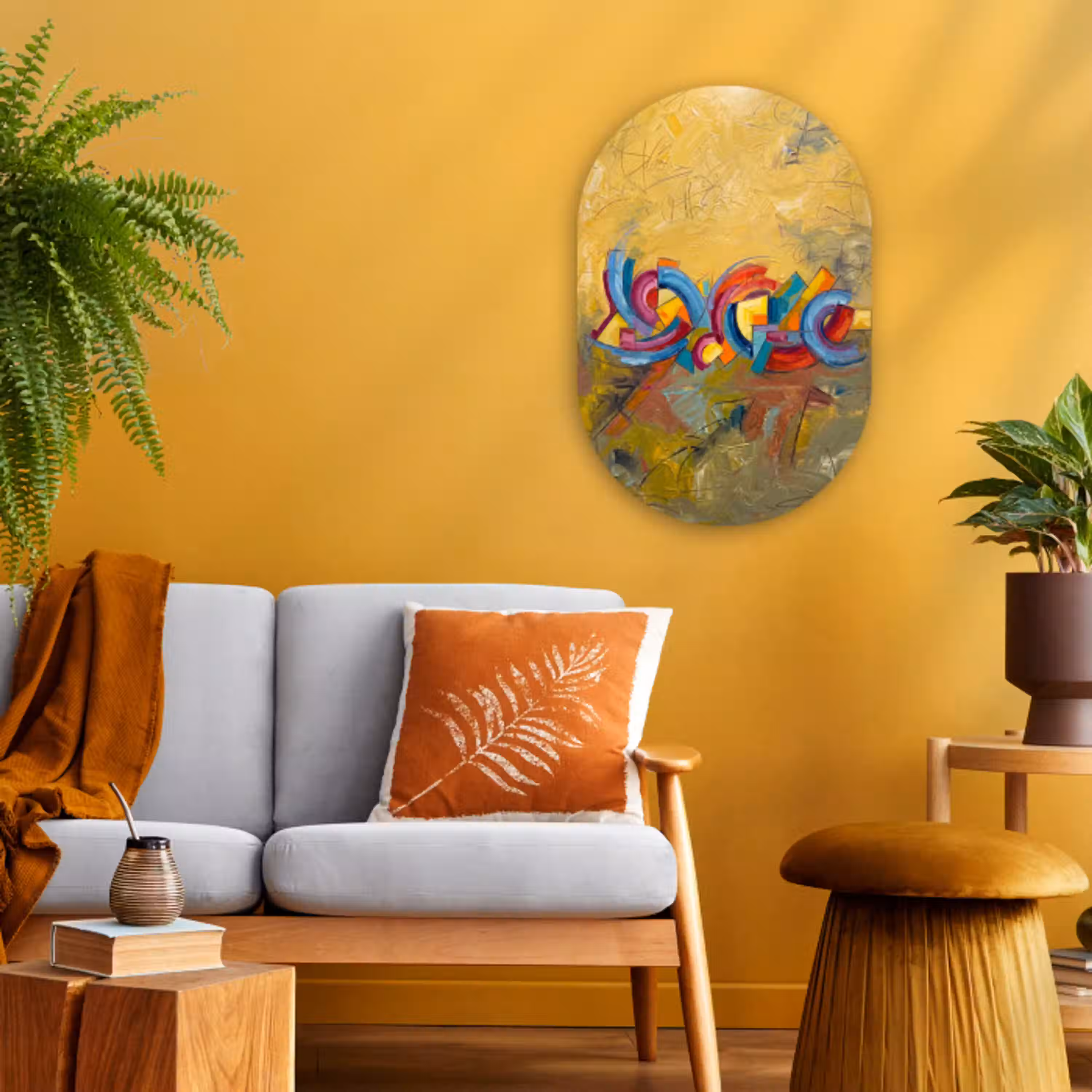 Abstract - Cirkels - Schilderij - Kleurrijk - Dynamisch Wandcirkel Ovaal Forex klein -sfeer4