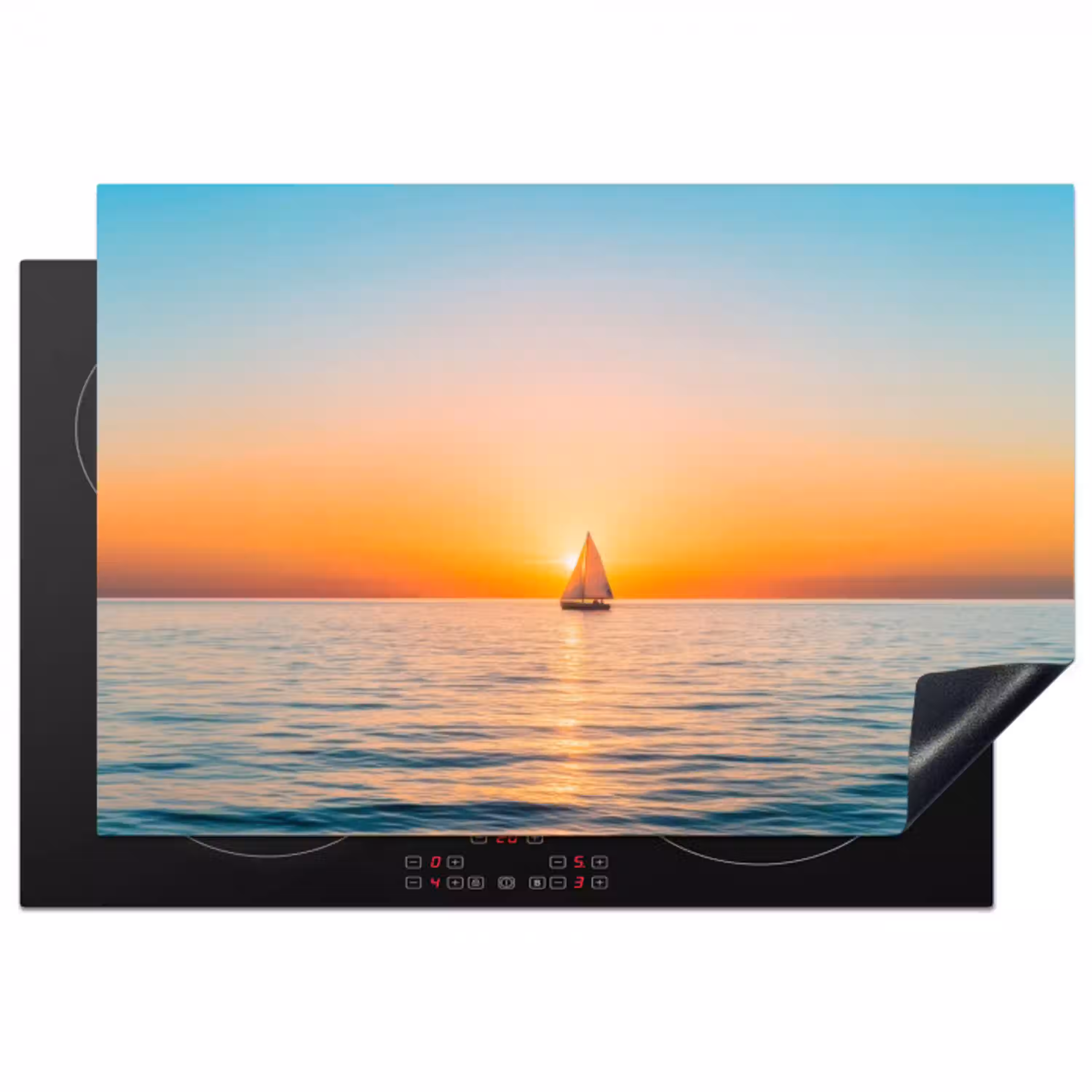 Zee - Zeilboot - Zonsondergang Inductie beschermer vinyl 3mm klein -3d