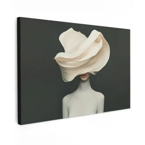 Vrouw - Beige - hoed canvas 2cm klein -z3d