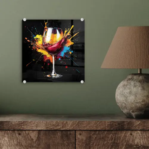 Wijn - Glas - Graffiti - Borrel - Rood - Verf plexiglas 5mm klein -sfeer3