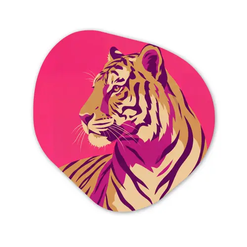 Tijger - Modern - Neon Wandcirkel Organisch Aluminium middel -3d