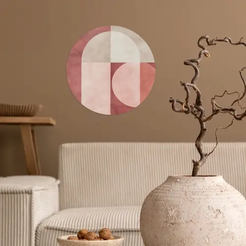 Figuren - Abstract - Roze Wandcirkel behangsticker klein -sfeer1