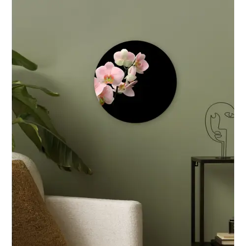 Orchidee - Bloemen - Roze - Stilleven - Flora Wandcirkel kunststof plaat 5mm dik klein -sfeer3