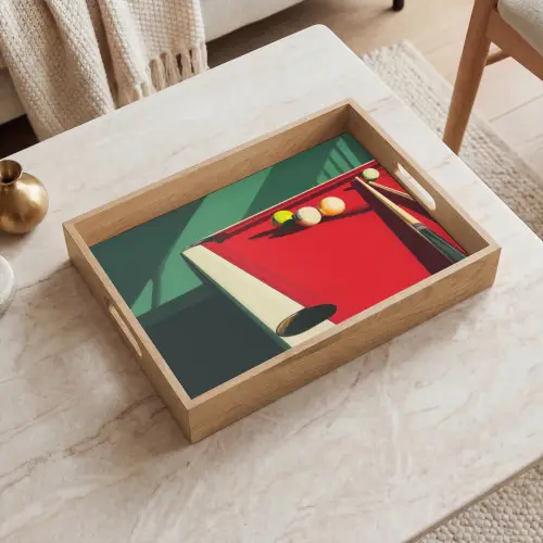 Biljarttafel - Ballen - Rood - Schaduw Dienblad Rechthoek middel -sfeer1