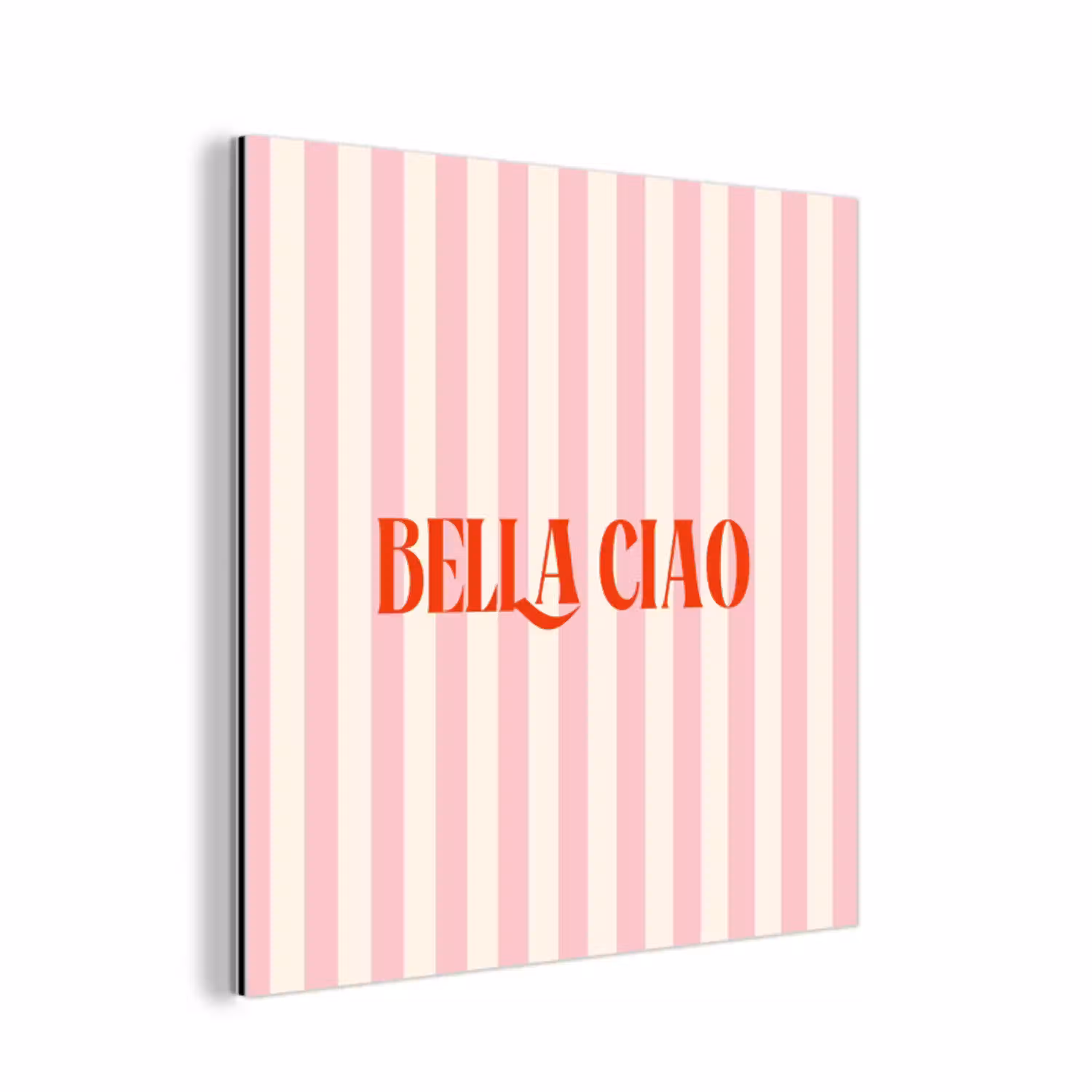 Zachtroze - Rood - Strepen - Bella Ciao aluminium wit klein -3d