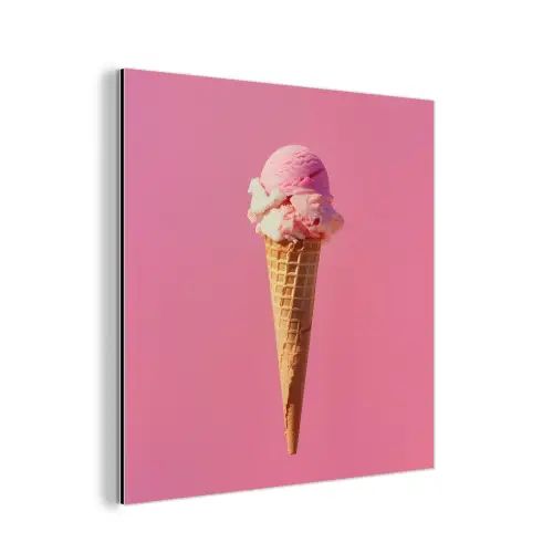 Hoorntje - Schepijs - Roze aluminium wit klein -3d
