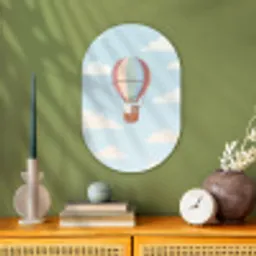 Luchtballon - Beren - Pastel Wandcirkel Ovaal Forex klein -sfeer2