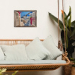 Doorkijk - Santorini - Landschap - Blauw - Grieks tuinposter los doek klein -sfeer7