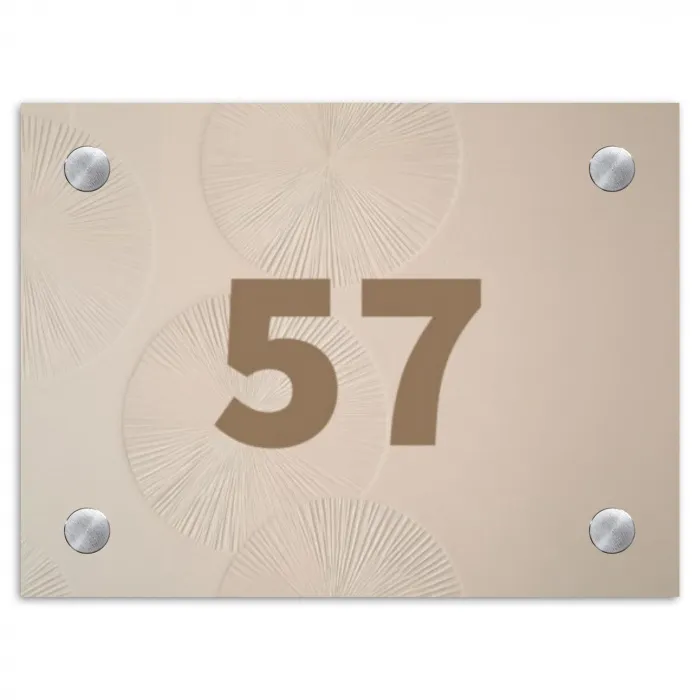 Beige reliëf lijnen - Traditioneel Naambord Rechthoek middel -3d