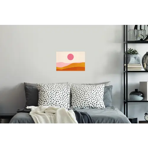 Zon - Heuvels - Abstract - Roze Muursticker klein -slaapkamer