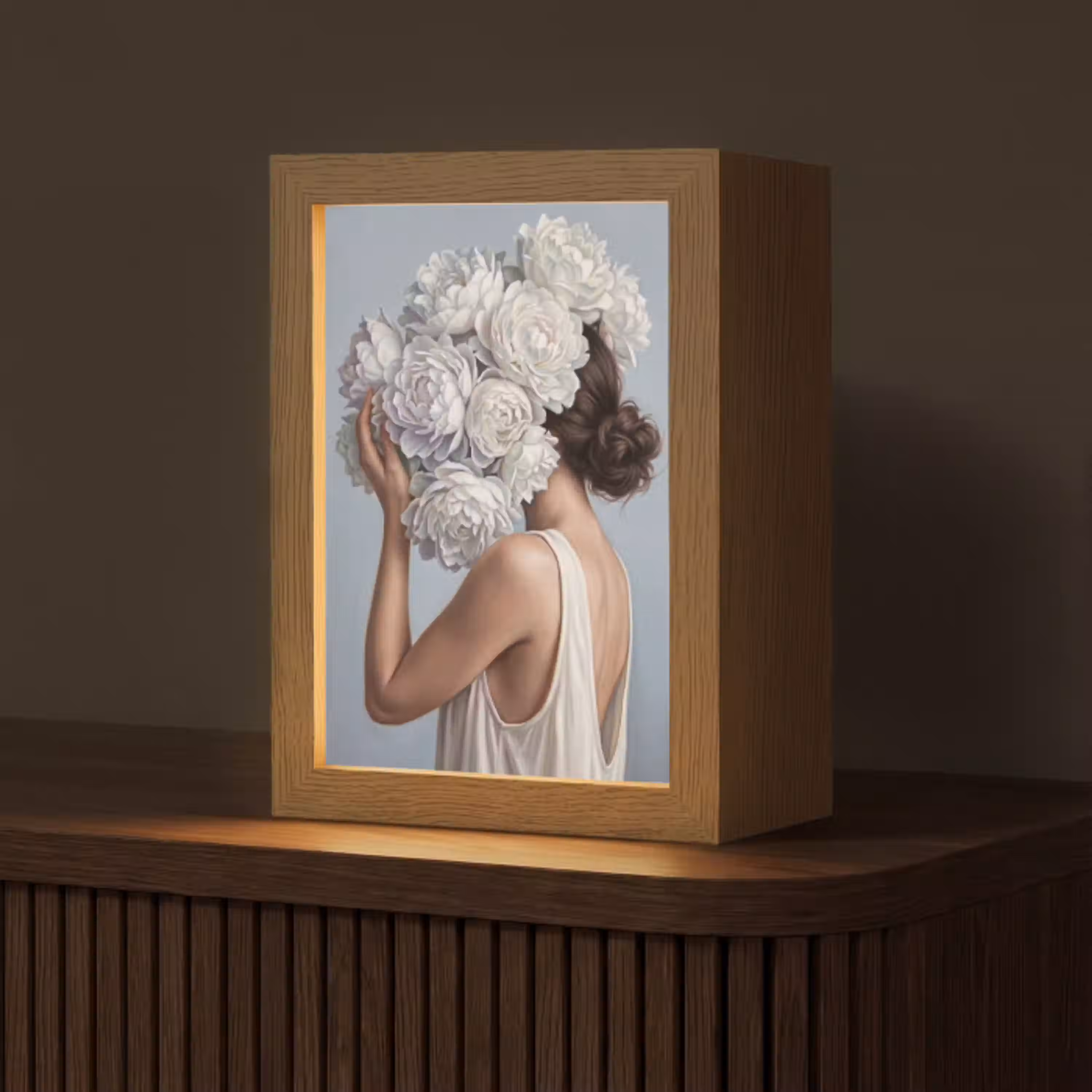 Bloemen - Vrouw - Wit Light Box met kabel (Tafellamp) klein -z3d_website