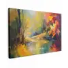 Landschap - Olieverf - Rivier - Kleurrijk canvas 2cm klein -z3d