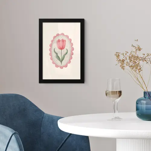 Tulp - Lijst - Ovaal - Illustratie fotolijst zwart zonder passe partout klein -sfeer4