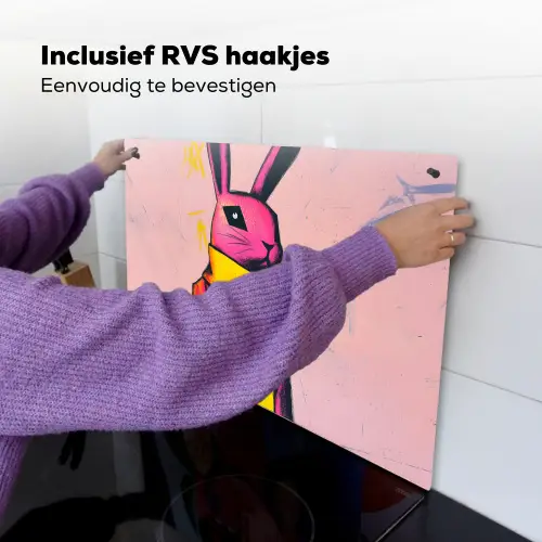 Abstract - Konijn - Sjaal - Geel Inductie beschemer met haakjes klein -ky-ophangen-nl