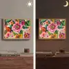 Bloemen - Kleurrijk - Roze Light Box met batterij (Wandlamp) middel -sfeer3
