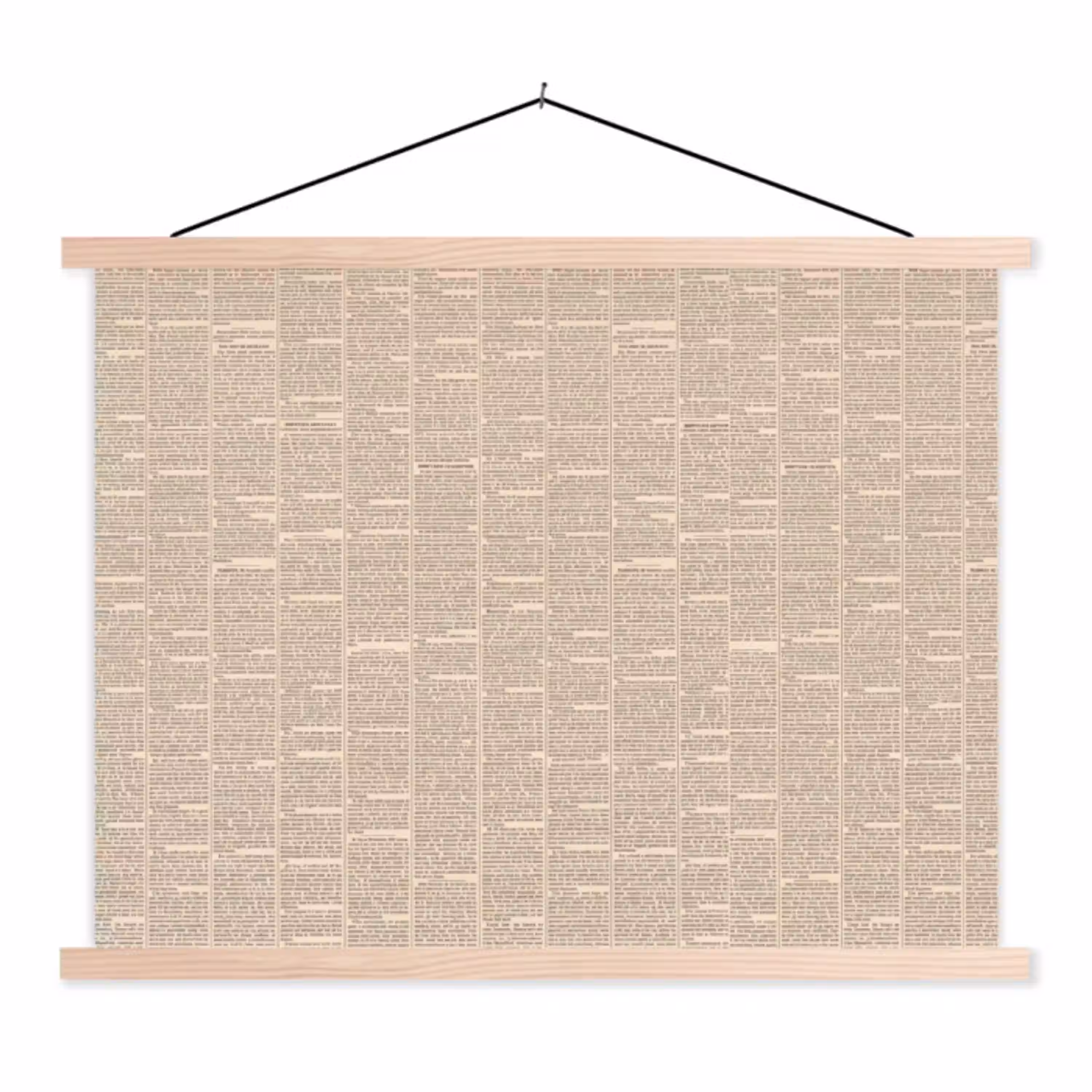 Krant - Nieuws - Historisch - Vintage - Beige textielposter latten blank klein -3d