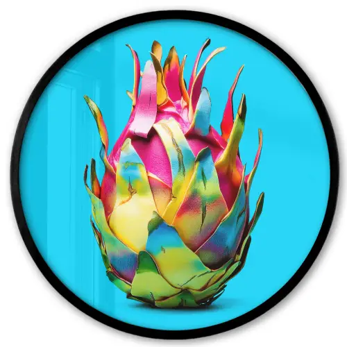 Drakenfruit - Blauw - Levendig Fotolijst rond zonder passe partout klein -3d