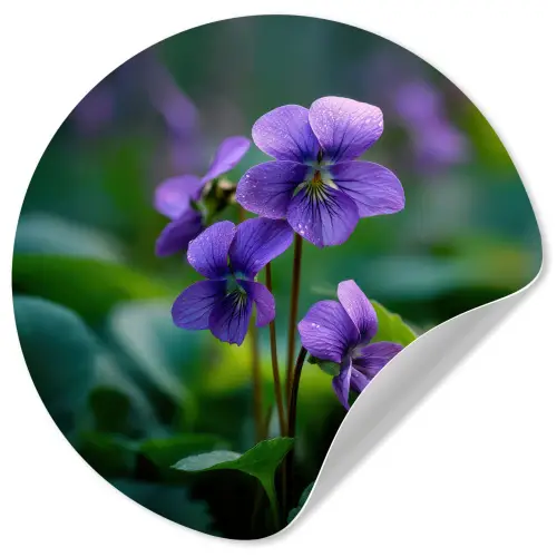 Viooltjes - Paars - Bloem - Bladeren Wandcirkel behangsticker klein -3d