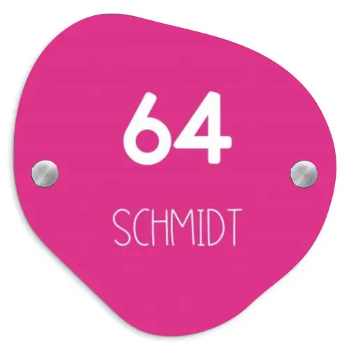 Felroze - Modern Naambord Organisch middel -3d