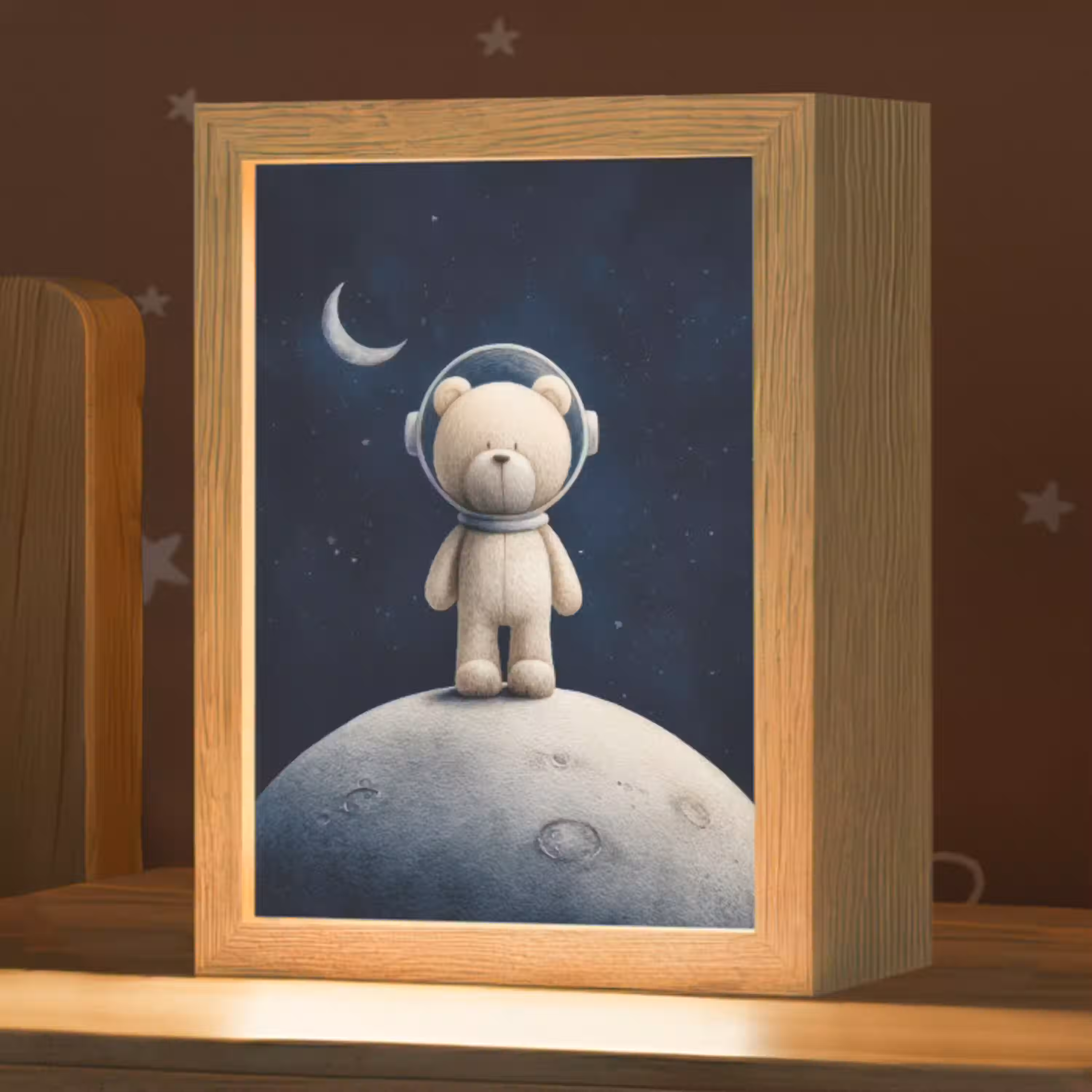 Teddybeer - Ruimtehelm - Maan - Sterren Light Box met kabel klein -zzz_3d_website