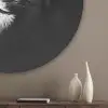 Leeuw - Gesplitst - Zwart - Lijn Akoestische PET Vilt - Rond klein -sfeer5_closeup