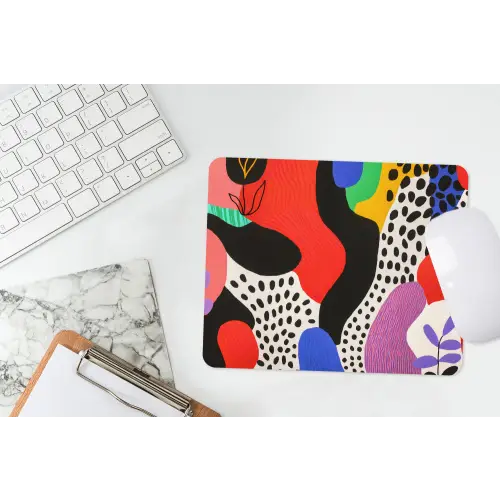 Abstract - Vormen - Kleuren - Stippen muismat rubber klein -witbureau
