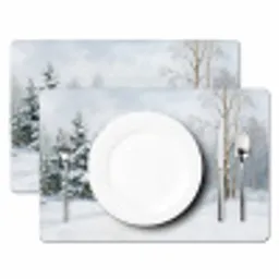 Bospad - Dennen - Sneeuw - Winter - Rustgevend Placemat vinyl groot -zzsfeer2_Kitchenyeah-website
