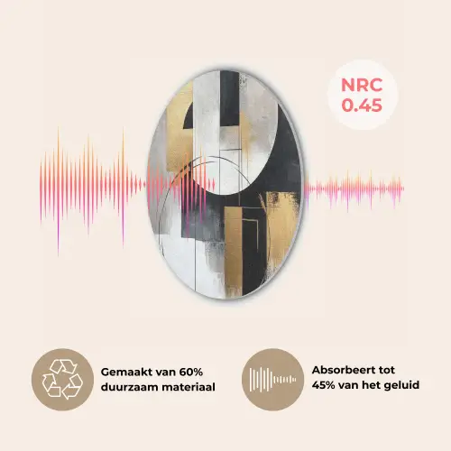 Abstract - Goud - Zilver - Vormen - Aesthetic Akoestische PET Vilt - Rond klein -USP_NL