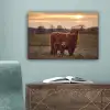 Schotse hooglander - Dieren - Landschap - Zonsondergang - Koe canvas 2cm klein -sfeer4