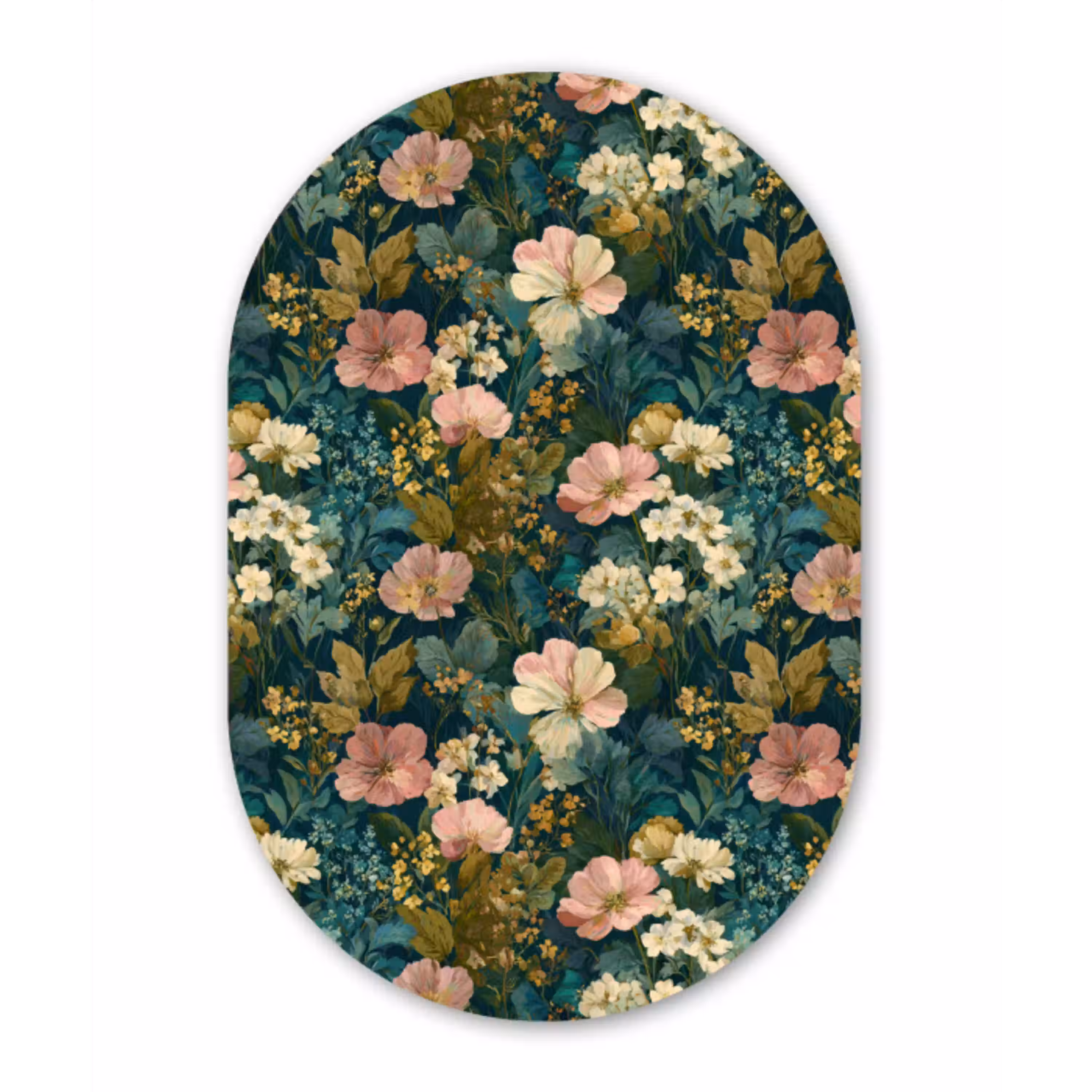 Wilde bloemen - Botanisch - Patroon - Roze - Romantisch Wandcirkel Ovaal Aluminium middel 839 -3d