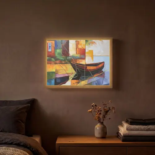 Abstract - Kunst - Boot - Kleuren Light Box met batterij (Wandlamp) middel -sfeer4