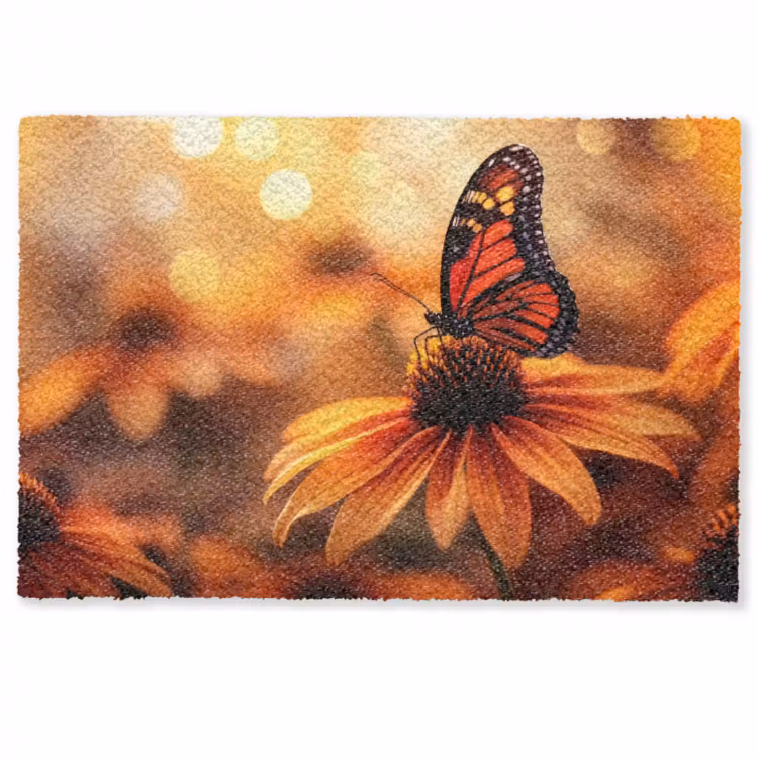 Fußmatte - Schmetterling - Blumen - Orange