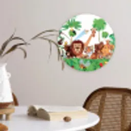 Wilde dieren - Jungle - Leeuw - Tijger - Meisjes - Kids - Jongens Wandcirkel kunststof plaat 5mm dik klein -sfeer4