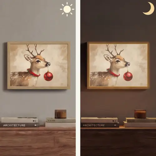 Kerst - Hert - Gewei - Kerstbal - Rendier Light Box met batterij (Wandlamp) middel -sfeer3