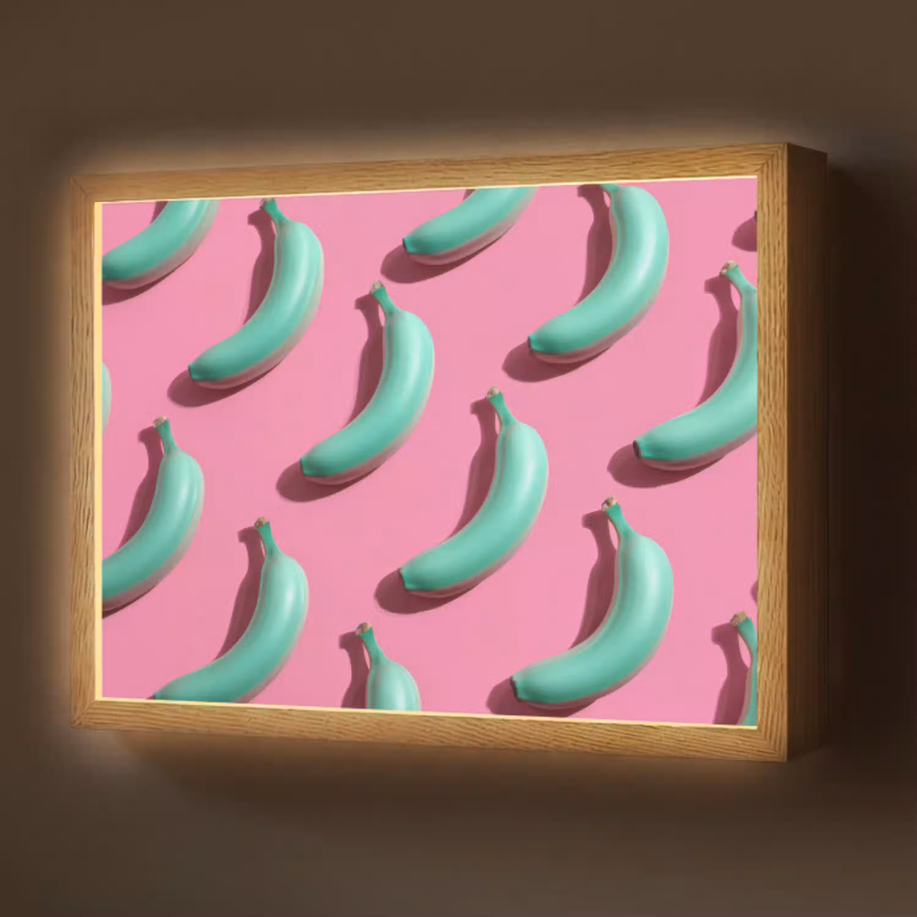 Bananen - Patroon - Blauw - Roze Light Box met batterij (Wandlamp) middel -z3d_website