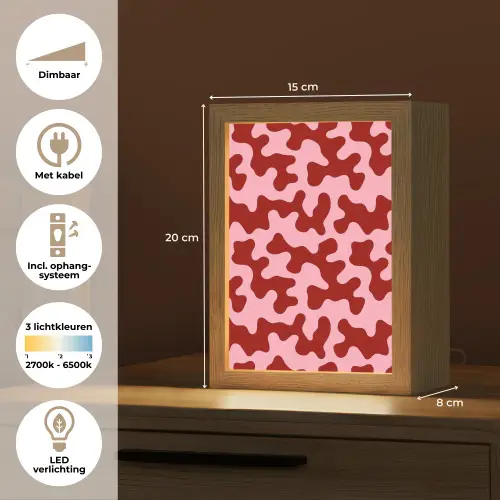 Modern - Abstract - Rood Light Box met kabel (Tafellamp) klein 925 -USP_NL