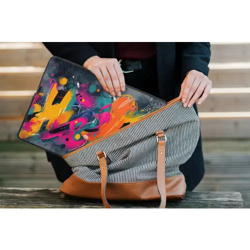 Abstract - Graffiti - Kleurrijk - Verfspatten laptophoes neopreen klein -tas