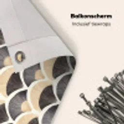 Waaier - Patroon - Zwart - Beige Balkonbeschermer Duitsland klein 596 -closeup_NL