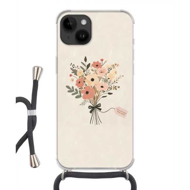Handyhülle mit Band - Blumen - Zitat - Beige - Farbband