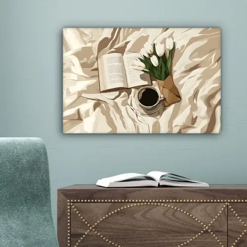 Boek - Illustratie - Tulpen - Koffie canvas 2cm klein -sfeer4