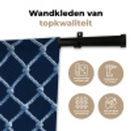 Visnet - Touw - Patroon - Marineblauw Wandkleed katoen klein 269 -sfeer2