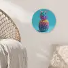 Ananas - Regenboog - Blauw - Popart Akoestische PET Vilt - Rond klein -sfeer4