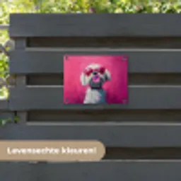 Pink - Hond - Bubbel tuinposter los doek klein -sfeer3
